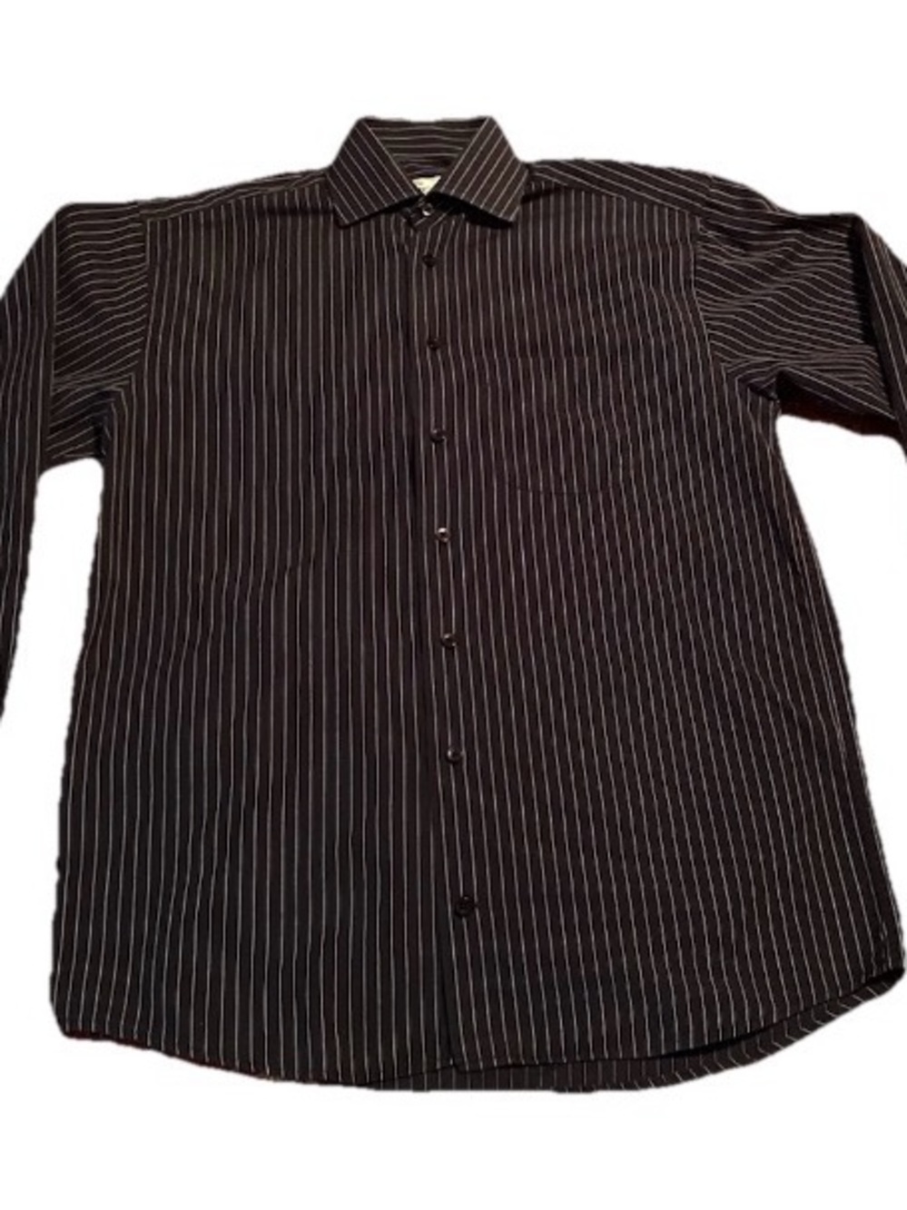 Franco Gucci Men IT 39 Black w/ Wht Pinstripe Button-Up Dress Shirt